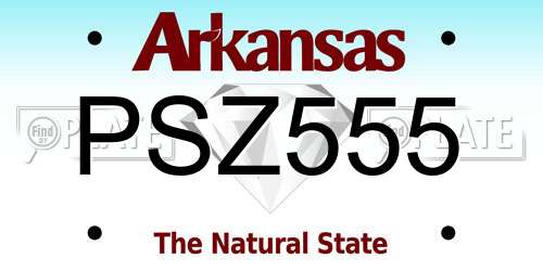 PSZ555 Arkansas License Plate
