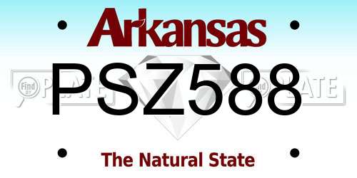 PSZ588 Arkansas License Plate