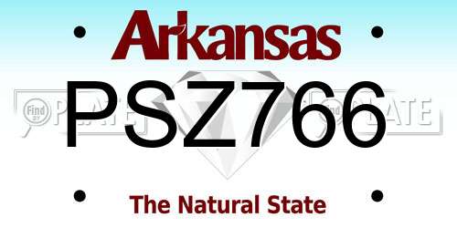 PSZ766 Arkansas License Plate