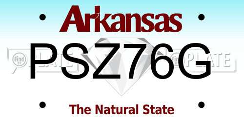 PSZ76G Arkansas License Plate