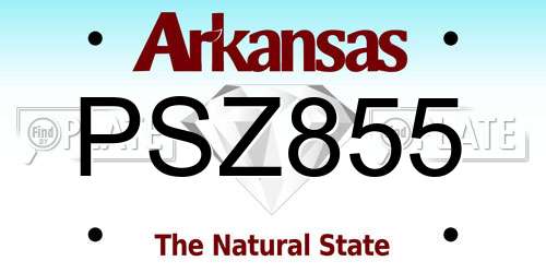 PSZ855 Arkansas License Plate