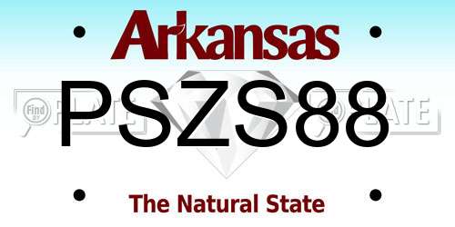 PSZS88 Arkansas License Plate