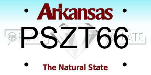 PSZT66 Arkansas License Plate