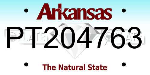 PT204763 Arkansas License Plate