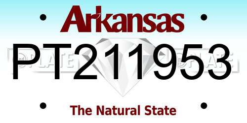 PT211953 Arkansas License Plate