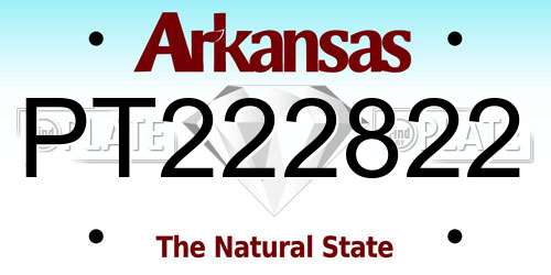 PT222822 Arkansas License Plate