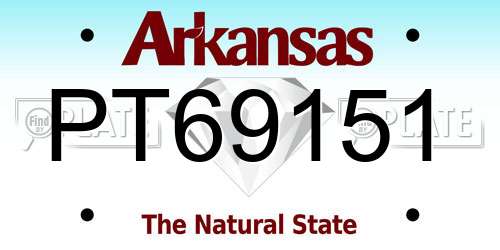 PT69151 Arkansas License Plate