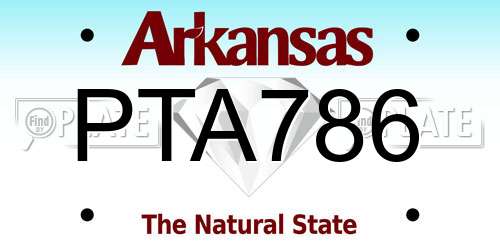 PTA786 Arkansas License Plate