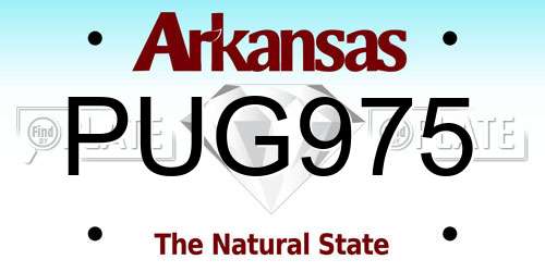 PUG975 Arkansas License Plate