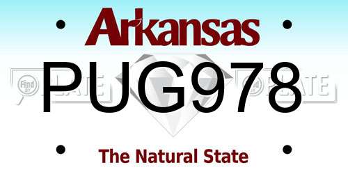 PUG978 Arkansas License Plate