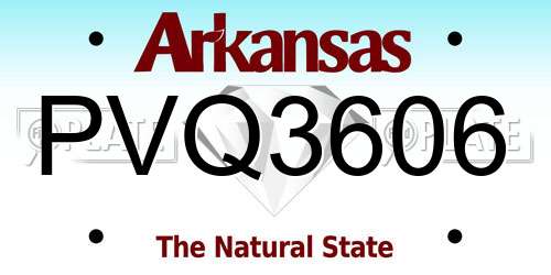 PVQ3606 Arkansas License Plate