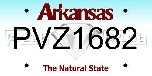 PVZ1682 Arkansas License Plate