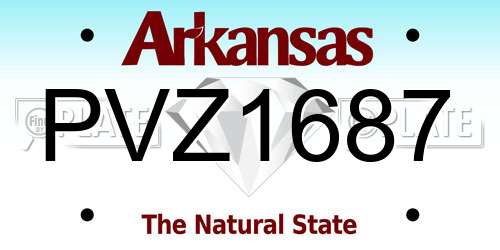 PVZ1687 Arkansas License Plate
