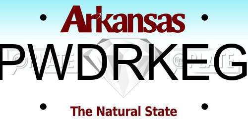 PWDRKEG Arkansas License Plate