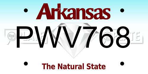 PWV768 Arkansas License Plate