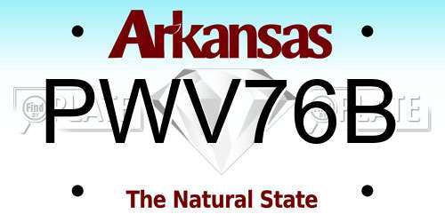 PWV76B Arkansas License Plate