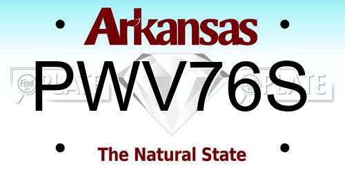 PWV76S Arkansas License Plate