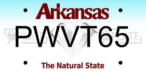 PWVT65 Arkansas License Plate