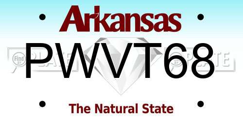PWVT68 Arkansas License Plate