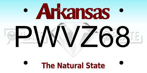 PWVZ68 Arkansas License Plate