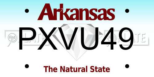 PXVU49 Arkansas License Plate