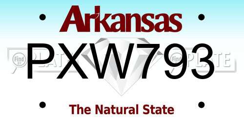 PXW793 Arkansas License Plate