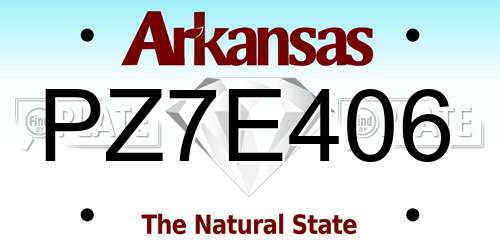 PZ7E406 Arkansas License Plate
