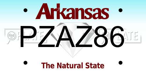 PZAZ86 Arkansas License Plate