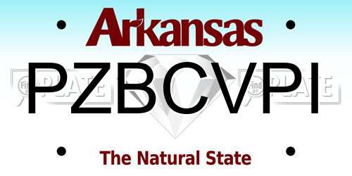PZBCVPI Arkansas License Plate