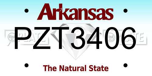 PZT3406 Arkansas License Plate