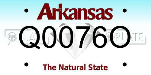 Q0076O Arkansas License Plate