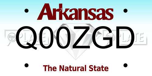 Q00ZGD Arkansas License Plate