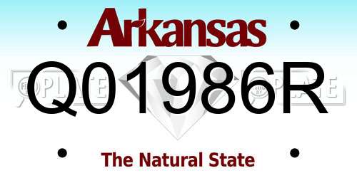 Q01986R Arkansas License Plate