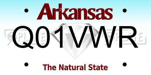 Q01VWR Arkansas License Plate