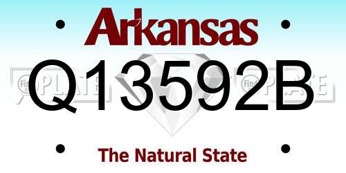 Q13592B Arkansas License Plate