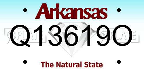 Q13619O Arkansas License Plate