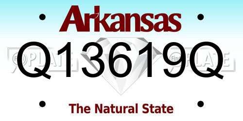 Q13619Q Arkansas License Plate