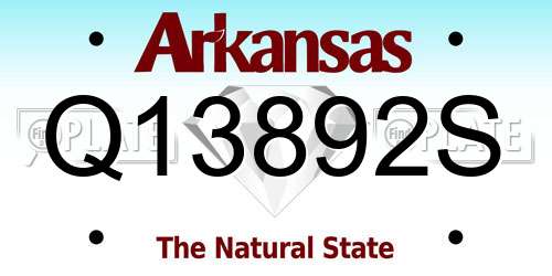 Q13892S Arkansas License Plate