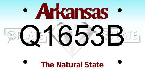 Q1653B Arkansas License Plate