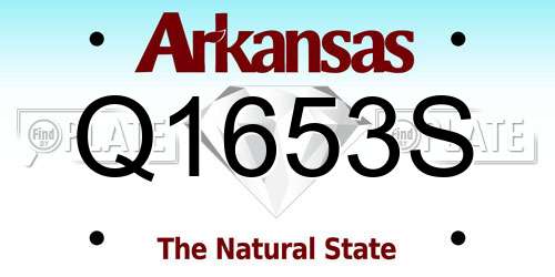 Q1653S Arkansas License Plate