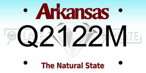 Q2122M Arkansas License Plate