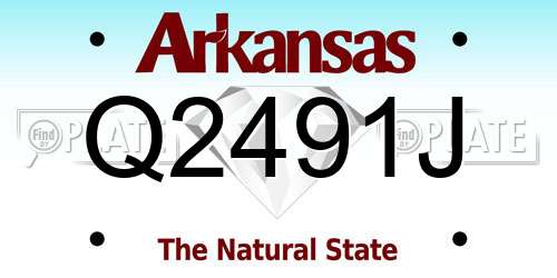 Q2491J Arkansas License Plate