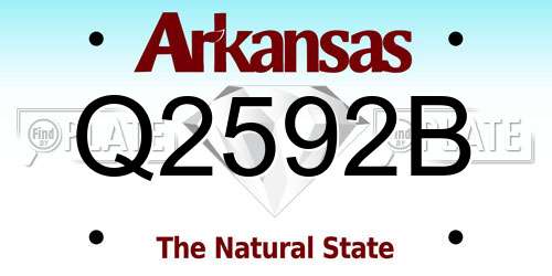 Q2592B Arkansas License Plate
