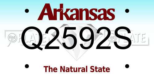 Q2592S Arkansas License Plate
