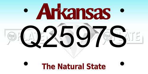 Q2597S Arkansas License Plate