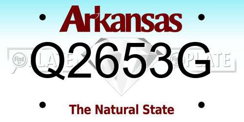 Q2653G Arkansas License Plate
