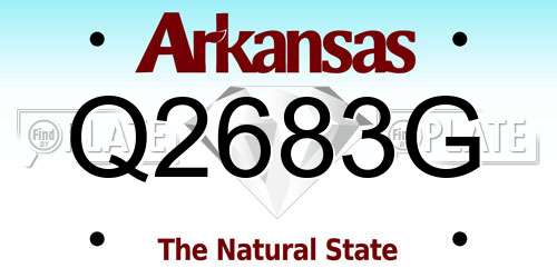 Q2683G Arkansas License Plate