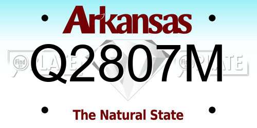 Q2807M Arkansas License Plate