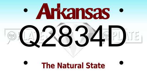 Q2834D Arkansas License Plate