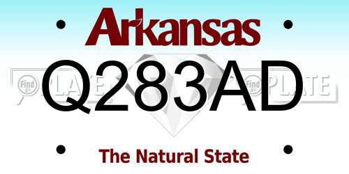Q283AD Arkansas License Plate